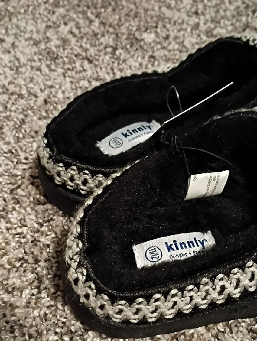 Kids Black Moccasin with Silver Trim - Brand: